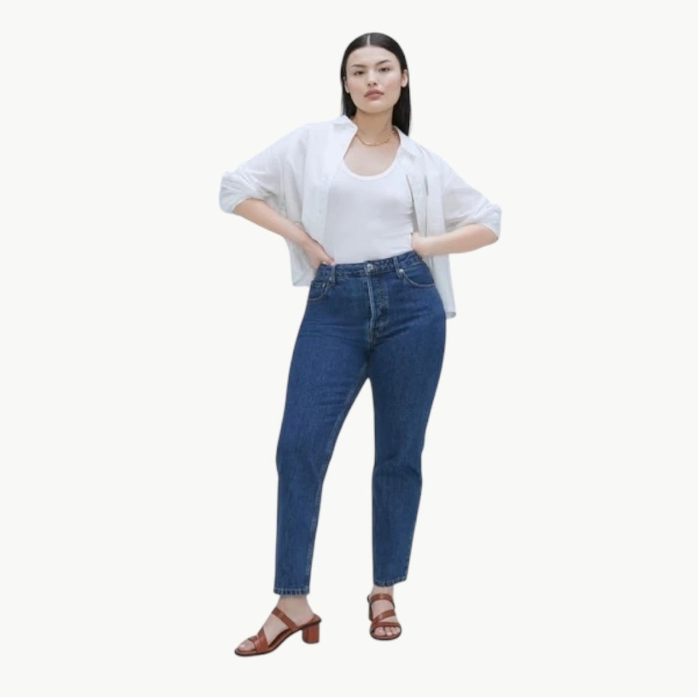Everlane Curvy 90s Cheeky Straight Jeans Sz 27 Crop Dk Indigo Organic Cotton NWT